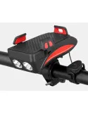 Suport de Telefon pentru Bicicletă 4-în-1 cu Lanternă, Claxon Electric și Alarmă de Securitate