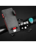 Suport de Telefon pentru Bicicletă 4-în-1 cu Lanternă, Claxon Electric și Alarmă de Securitate