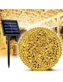 Instalație solară 500 LED – 50m Alb cald , panou mare, controler, alimentare solară + USB