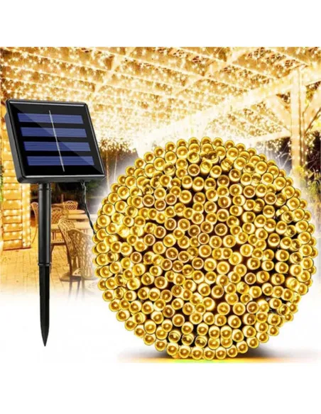 Instalație solară 500 LED – 50m Alb cald , panou mare, controler, alimentare solară + USB