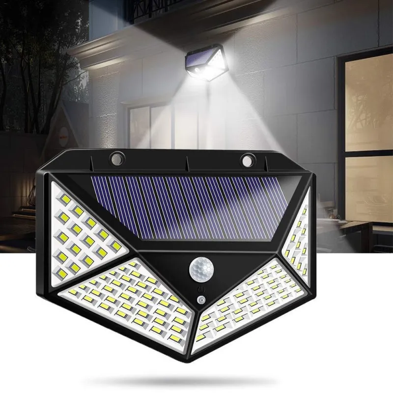 Lampa cu panou solar si senzor de miscare,100 LED