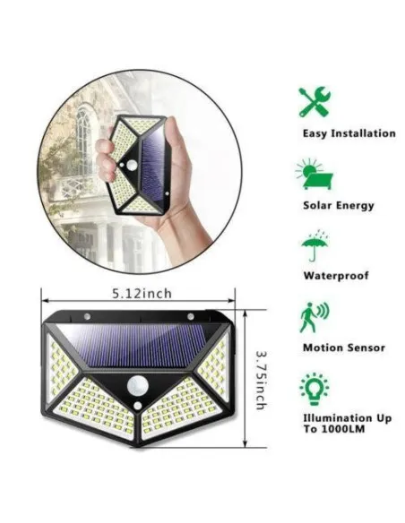 Lampa cu panou solar si senzor de miscare,100 LED
