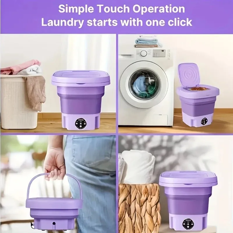 Mașină de spălat mini portabilă complet automată și pliabilă, multifuncțională, cu consum redus, ultra-silentioasă