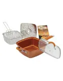 Tigaie multifunctionala cu 5 piese, non-aderenta,patrata, fripteuza, Migas