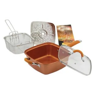 Tigaie multifunctionala cu 5 piese, non-aderenta,patrata, fripteuza, Migas