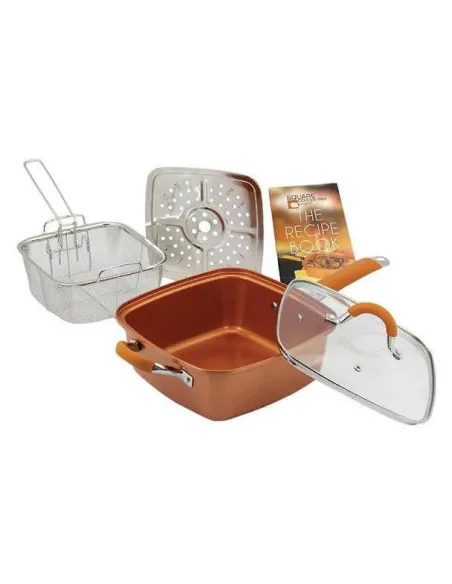 Tigaie multifunctionala cu 5 piese, non-aderenta,patrata, fripteuza, Migas