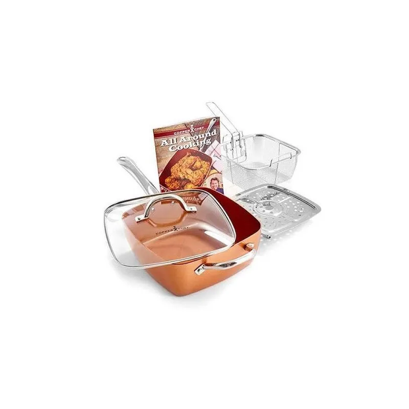 Tigaie multifunctionala cu 5 piese, non-aderenta,patrata, fripteuza, Migas