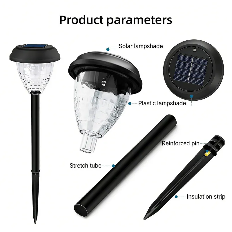 Set 4 Lampi Solare LED pentru Alee și Grădină, Alb Cald + RGB, Schimbare Culoare, IP65