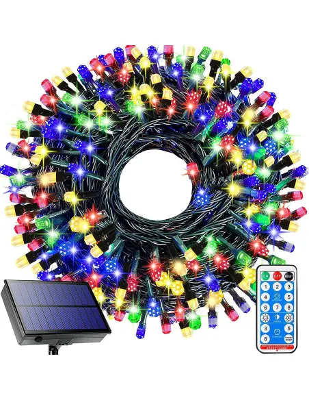 Instalatie solara decorativa, 300 LED-uri, multicolor, 30 m, telecomanda, panou solar mare 2024