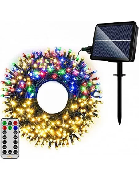 Instalatie solara decorativa, 300 LED-uri, multicolor, 30 m, telecomanda, panou solar mare 2024