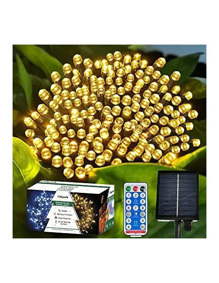 Instalatie solara decorativa, 300 LED-uri, multicolor, 30 m, telecomanda, panou solar mare 2024