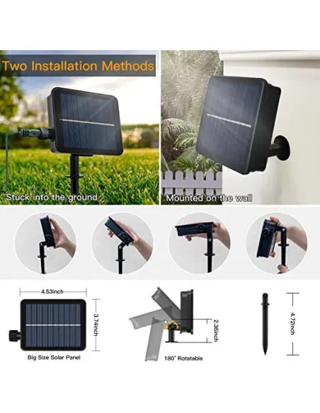 Instalatie solara decorativa, 300 LED-uri, multicolor, 30 m, telecomanda, panou solar mare 2024