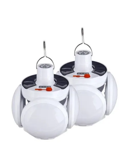 Set 3 x Bec cu panou solar si acumulator, 5 trepte de iluminat
