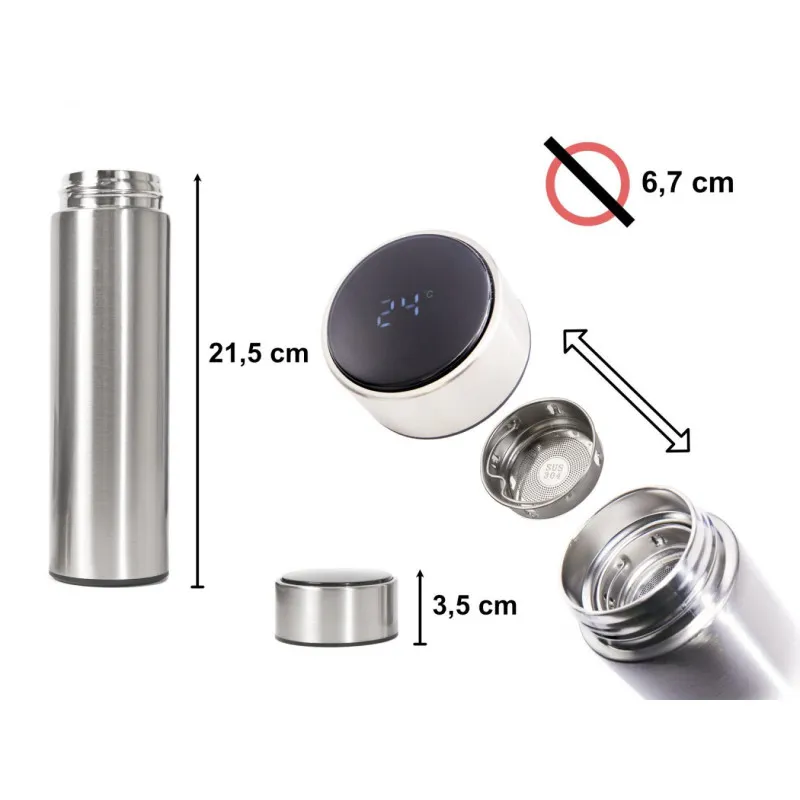 Termos cu Afișaj Electronic Tactil, 500 ml, Oțel Inoxidabil