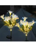 Set 2 Lămpi Solare 6 Crini Albi 70 cm IP65 