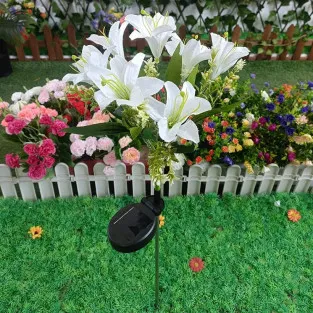 Set 2 Lămpi Solare 6 Crini Albi 70 cm IP65 2