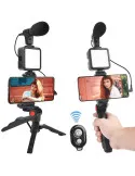 Trepied cu microfon si lumina pentru video, Kit AY-49