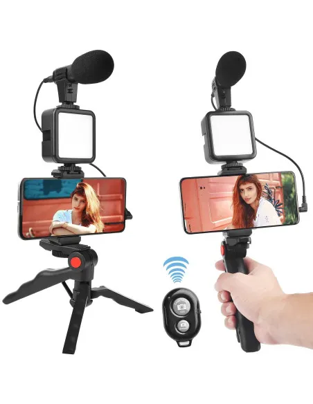 Trepied cu microfon si lumina pentru video, Kit AY-49