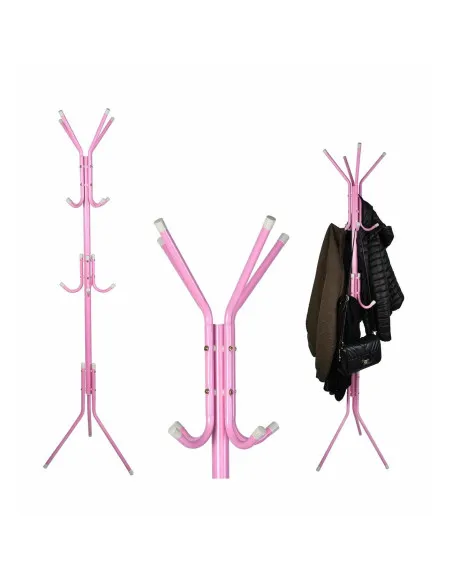 Cuier Metalic Tip Pom, 12 Agatatori pe 3 Nivele, Inaltime 175cm, Culoare Roz
