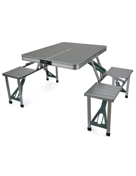 Masă pliabilă tip geamantan pentru picnic, aluminiu, set 5 piese (1 masă + 4 scaune), 84 x 66 cm