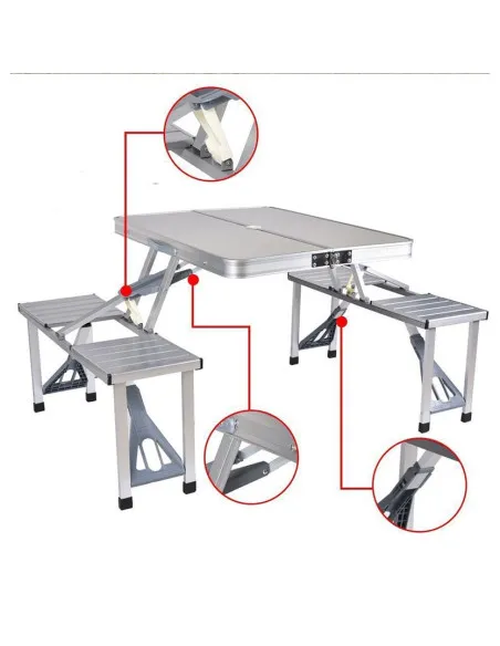 Masa pliabila tip geamantan pentru picnic, din aluminiu