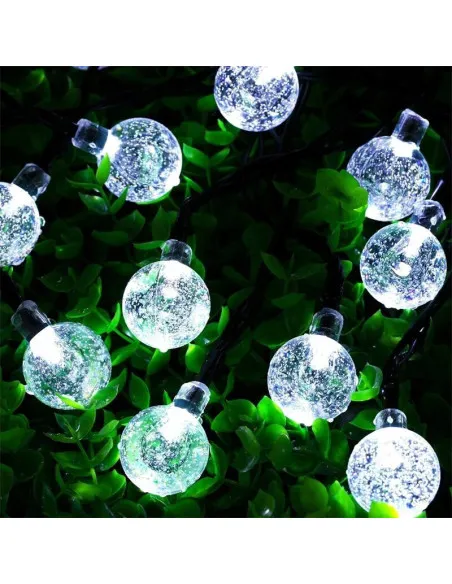 Instalatie solara bila cristal mare, 50 led-uri, alb rece , 6.5 m