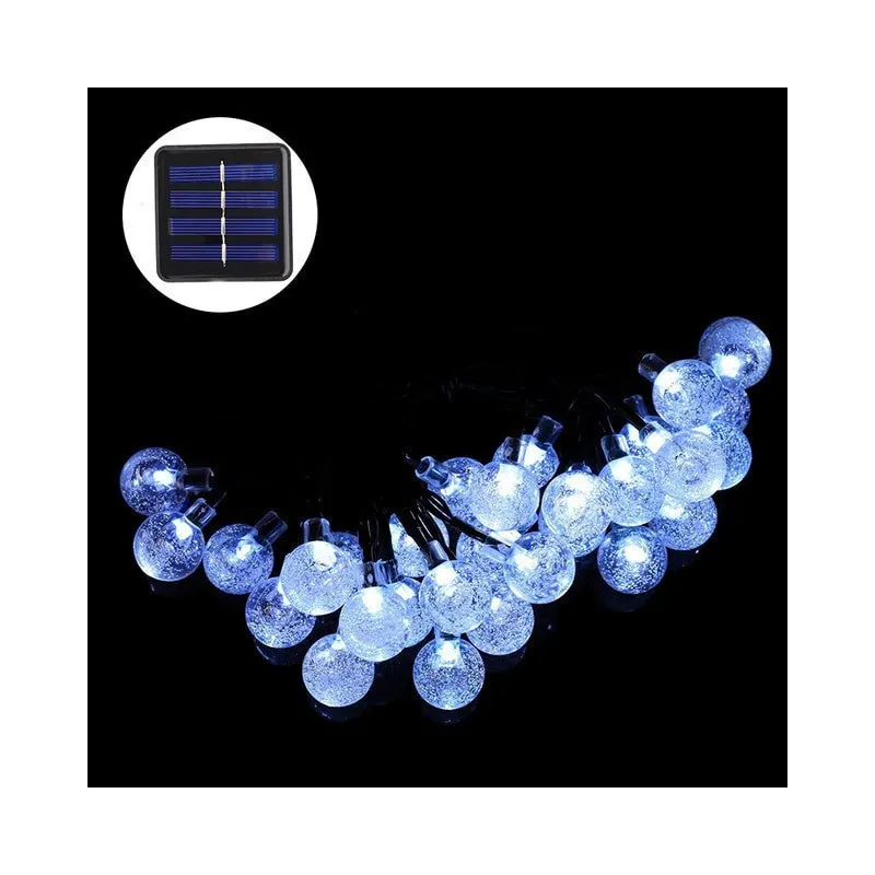 Instalatie solara bila cristal mare, 50 led-uri, alb rece , 6.5 m