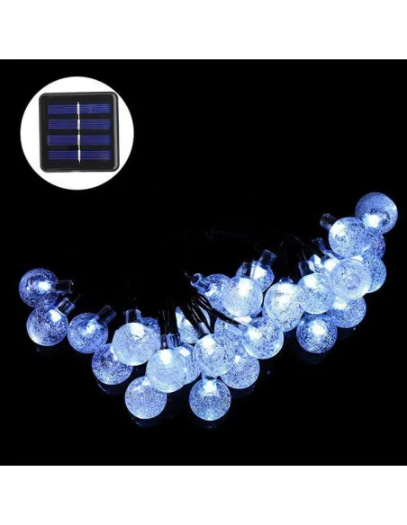 Instalatie solara bila cristal mare, 50 led-uri, alb rece , 6.5 m