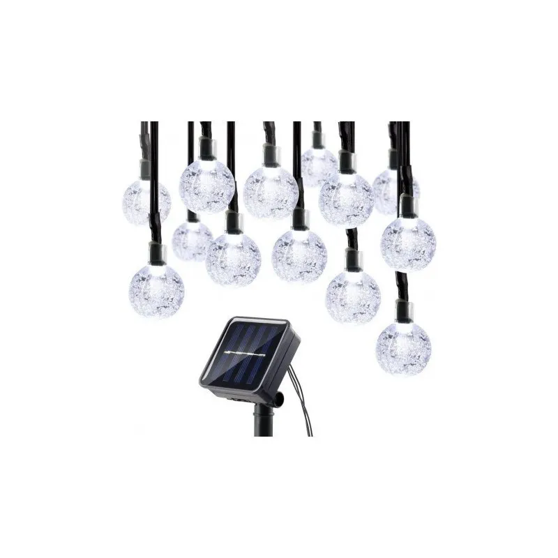Instalatie solara bila cristal mare, 50 led-uri, alb rece , 6.5 m
