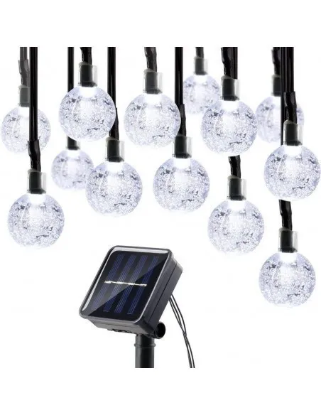 Instalatie solara bila cristal mare, 50 led-uri, alb rece , 6.5 m