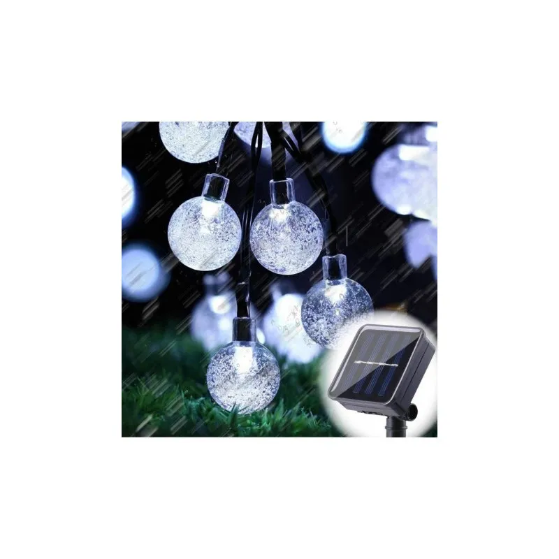 Instalatie solara bila cristal mare, 50 led-uri, alb rece , 6.5 m