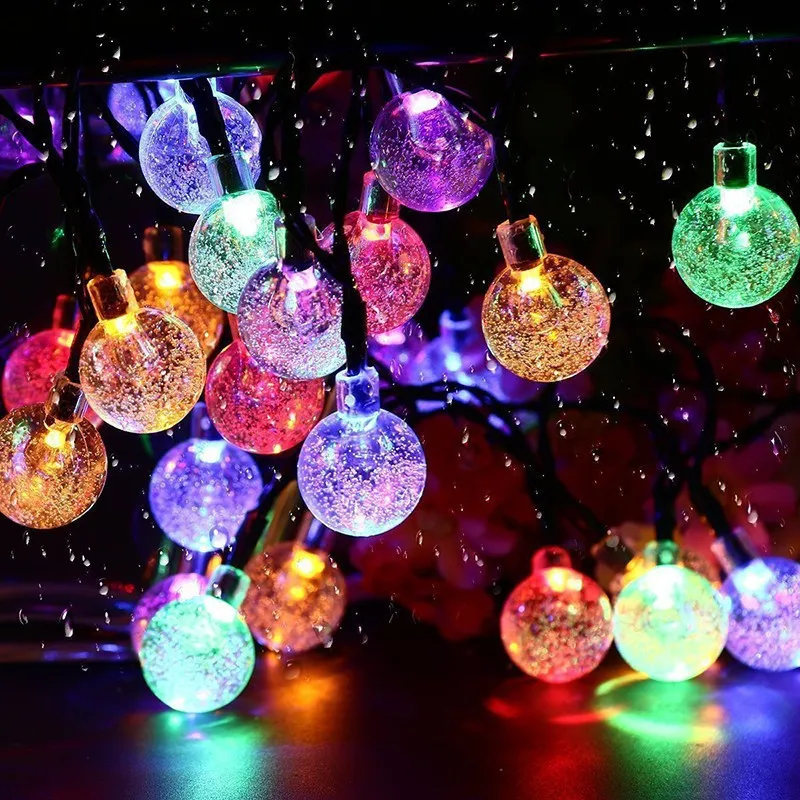 Instalatie solara bila cristal mare, 50 led-uri, alb rece , 6.5 m
