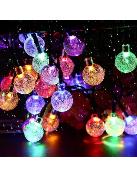 Instalatie solara bila cristal mare, 50 led-uri, alb rece , 6.5 m