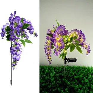 Set 2 Lămpi Solare LED Wisteria, 70 cm, Lumină Albă Caldă, IP65, diverse culori