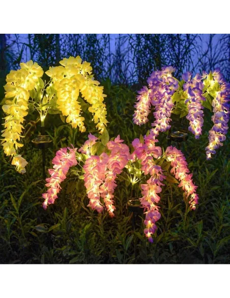 Set 2 Lămpi Solare LED Wisteria, 70 cm, Lumină Albă Caldă, IP65, diverse culori