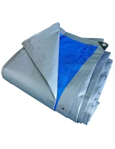 PRELATA CU INELE 10X15 M - 180 G/MP, ARGINTIU-ALBASTRU
