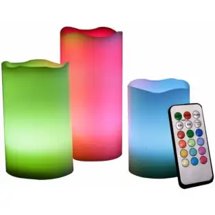 Set 3 lumanari led 12 culori cu telecomanda si timer red-mag.ro