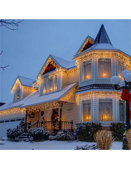 Instalatie 8 metri,ALB CALD 200 LED-uri tip turturi, franjuri