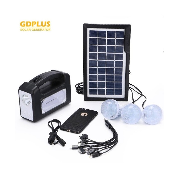 Kit panou solar Gdplus GD-7, 3 becuri, lanterna inclusa