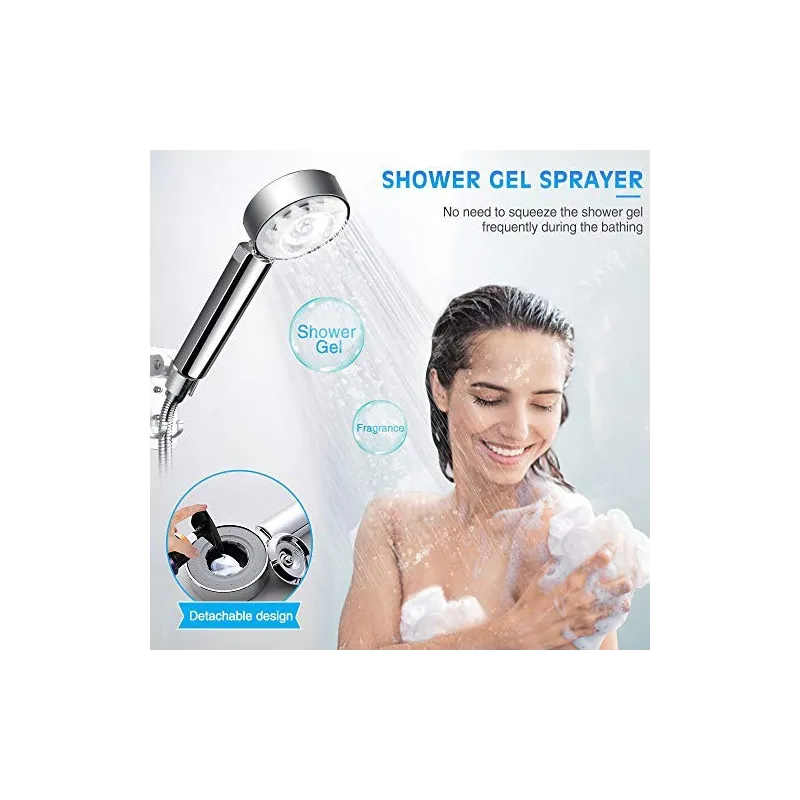 Cap de dus multifunctional cu recipient pentru sampon/gel de