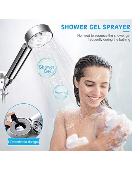 Cap de dus multifunctional cu recipient pentru sampon/gel de