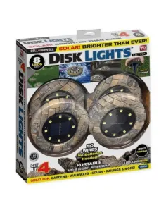 Set 4 lampi solare LED cu aspect de piatra, DISK LIGHT 2