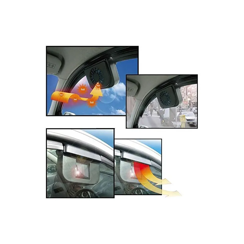 Ventilator auto cu incarcare solara, prindere de parbriz cu