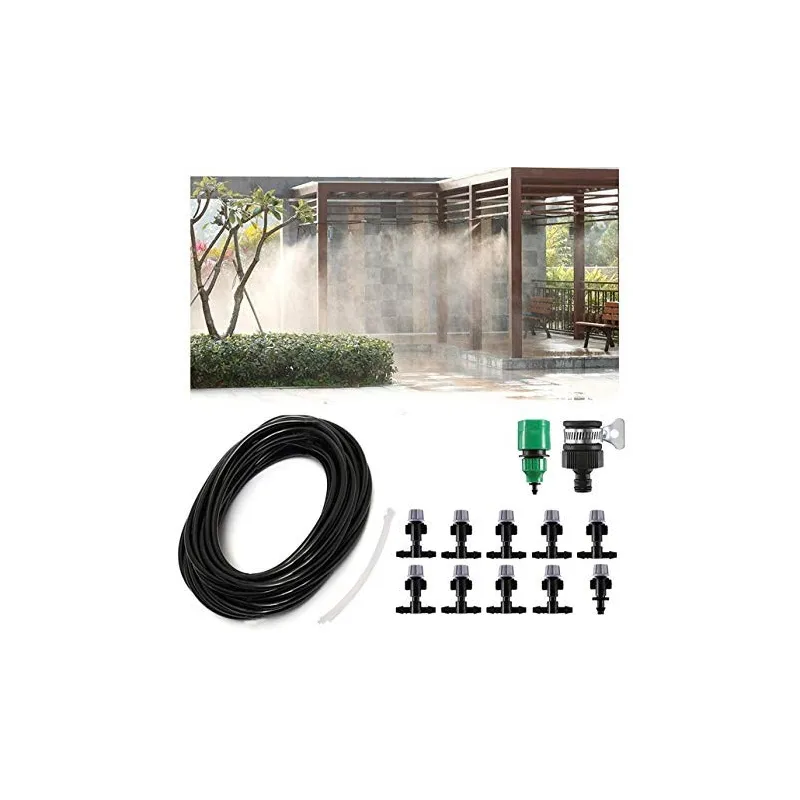 Kit pentru racit terasa, cu vapori de apa, furtun de 10 m si 10