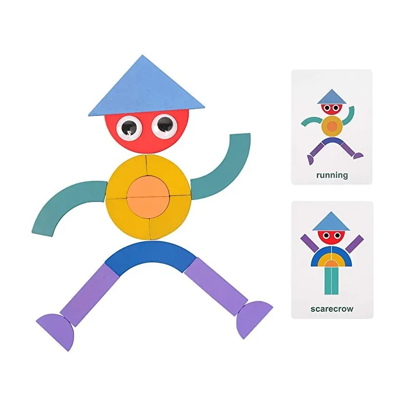 Shapes Puzzle educativ din lemn cu 36 piese din lemn si 50