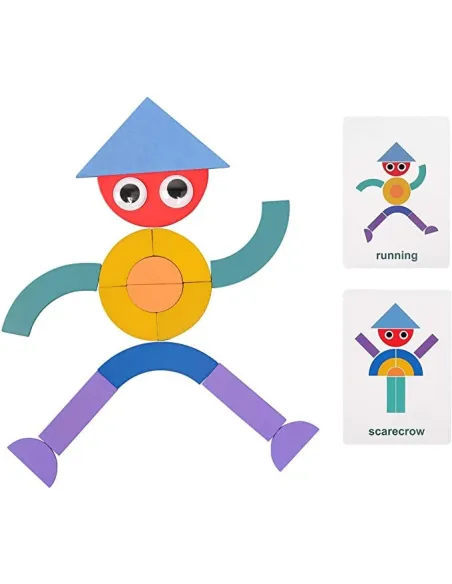 Shapes Puzzle educativ din lemn cu 36 piese din lemn si 50