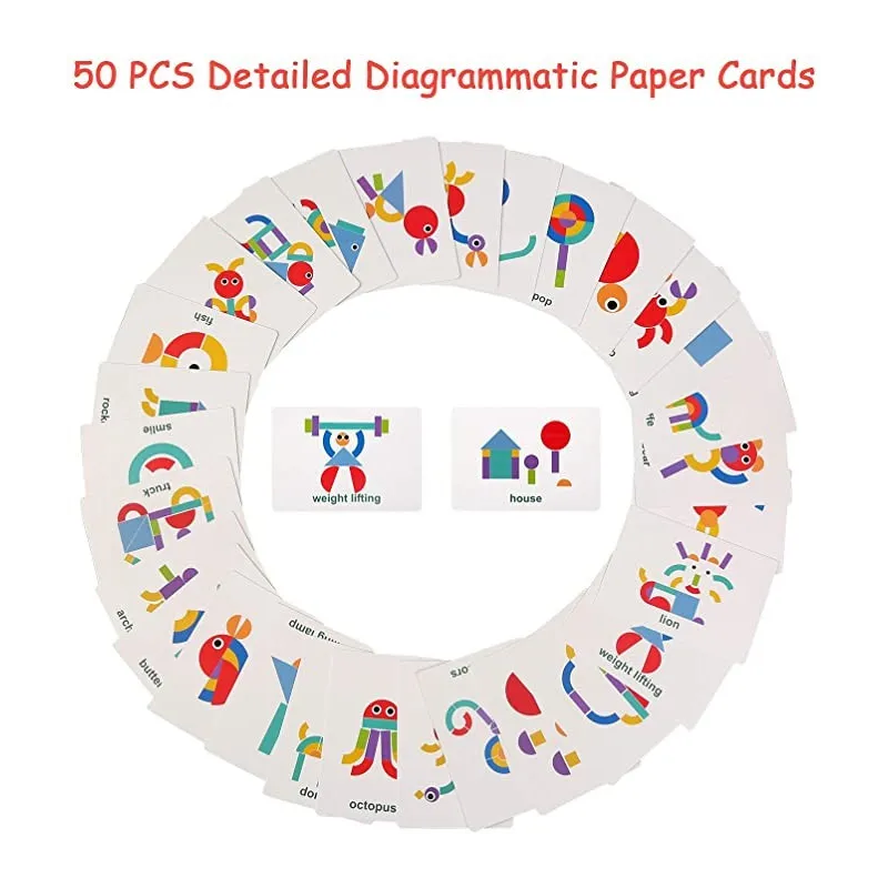 Shapes Puzzle educativ din lemn cu 36 piese din lemn si 50