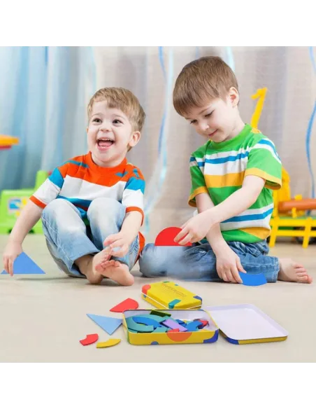 Shapes Puzzle educativ din lemn cu 36 piese din lemn si 50