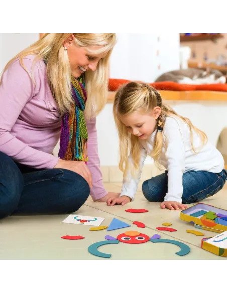 Shapes Puzzle educativ din lemn cu 36 piese din lemn si 50