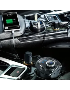 Incarcator auto pahar cu functie Handsfree, Modulator FM Bluetooth si Ecran LCD